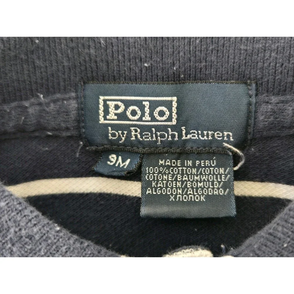 VTG Polo Ralph Lauren Baby Boy Polo Shirt Logo 9M Blue Striped